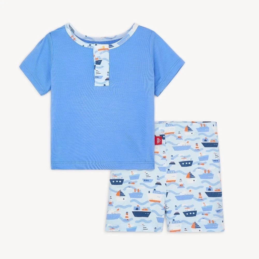 MAGNETIC ME NWT Modal Forever and All-Waves 2pc Henley Top Shorts Set 0-3m